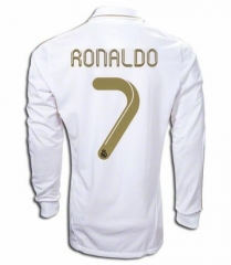Real Madrid 2012 Home #7 Ronaldo Long Sleeve Retro Soccer Jersey Shirt