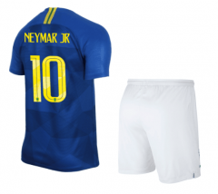 Brazil 2018 World Cup Away Neymar Jr Soccer Jersey Uniform (Shirt+Shorts)