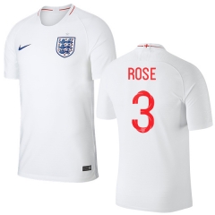 England 2018 FIFA World Cup DANNY ROSE 3 Home Soccer Jersey Shirt