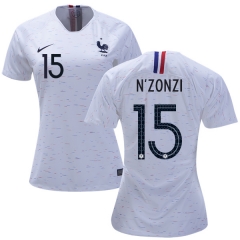Women France 2018 World Cup STEVEN NZONZI 15 Away Soccer Jersey Shirt