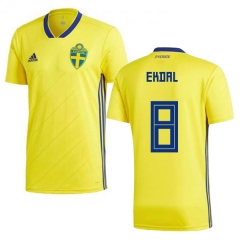 Sweden 2018 World Cup Home ALBIN EKDAL 8 Shirt Soccer Shirt