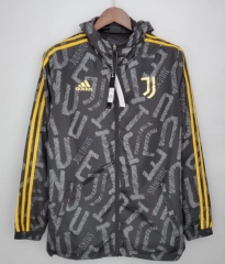 21-22 Juventus Black Grey Windrunner Hoodie Jacket