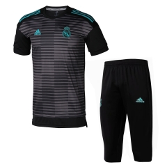 18-19 Real Madrid Black Stripe Short Training Suit