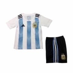 Argentina 2018 FIFA World Cup Home Children Soccer Kit Shirt And Shorts
