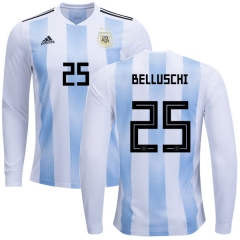 Argentina 2018 FIFA World Cup Home Fernando Belluschi #25 LS Jersey Shirt
