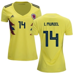 Women Colombia 2018 World Cup LUIS MURIEL 14 Home Soccer Jersey Shirt