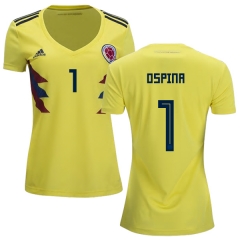 Women Colombia 2018 World Cup DAVID OSPINA 1 Home Soccer Jersey Shirt