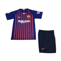 18-19 Barcelona Home Children Soccer Jersey Kit Shirt + Shorts