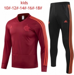 18-19 Children Flamengo Training Suit (Red Sweat Shirt + Pants)