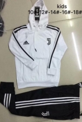 18-19 Children Juventus White Hoodie Training Suit