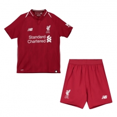 18-19 Liverpool Home Children Soccer Jersey Kit Shirt + Shorts