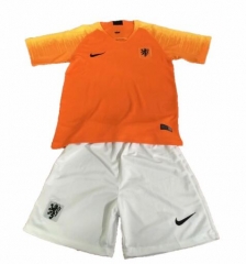 18-19 Netherlands Home Children Soccer Kit Shirt And Shorts
