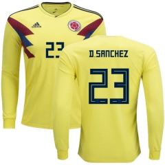 Colombia 2018 World Cup DAVINSON SANCHEZ 23 Long Sleeve Home Soccer Jersey Shirt