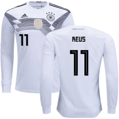 Germany 2018 World Cup MARCO REUS 11 Home Long Sleeve Soccer Jersey Shirt