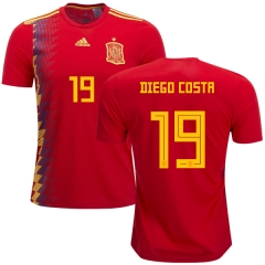 Spain 2018 World Cup DIEGO COSTA 19 Home Soccer Jersey Shirt