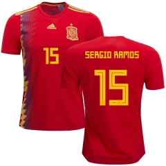 Spain 2018 World Cup SERGIO RAMOS 15 Home Soccer Jersey Shirt