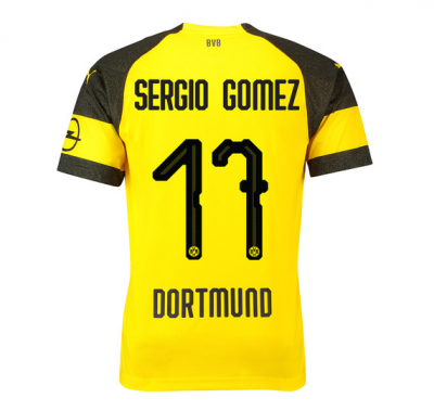 18-19 Borussia Dortmund Sergio Gomez 17 Home Soccer Jersey Shirt