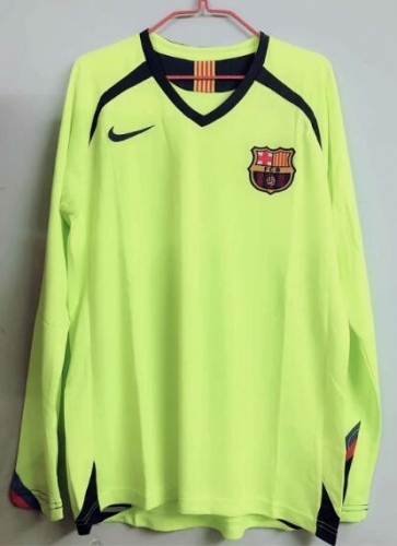 Retro 05-06 Barcelona Long Sleeve Green Away Soccer Jersey Shirt