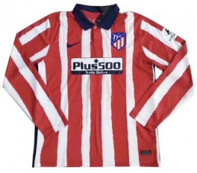 Long Sleeve 20-21 Atletico Madrid Home Soccer Jersey Shirt