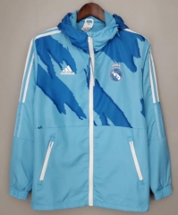 21-22 Real Madrid Blue Windbreaker Hoodie Jacket