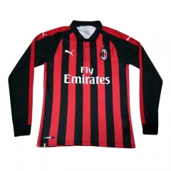 18-19 AC Milan Home Long Sleeve Soccer Jersey Shirt