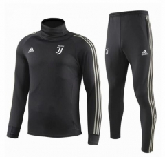 18-19 Juventus Black High Collar Training Suit (Sweat Shirt+Trouser)