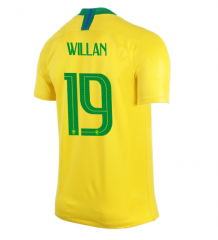 Brazil 2018 World Cup Home Willian Borges Soccer Jersey Shirt