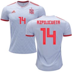 Spain 2018 World Cup CESAR AZPILICUETA 14 Away Soccer Jersey Shirt