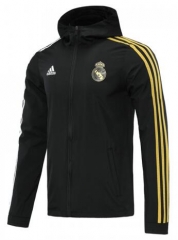 20-21 Real Madrid Black Golden Windbreaker Hoodie Jacket