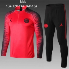18-19 Children PSG x Jordan Red Stripe Training Suit