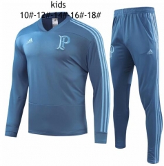18-19 Children Palmeiras O-Neck Blue Training Suit