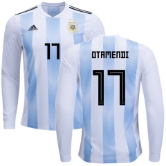 Argentina 2018 FIFA World Cup Home Nicolas Otamendi #17 LS Jersey Shirt