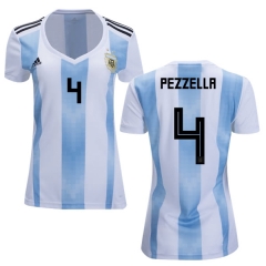 Women Argentina 2018 FIFA World Cup Home German Pezzella #4 Jersey Shirt