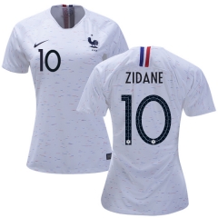 Women France 2018 World Cup ZINEDINE ZIDANE 10 Away Soccer Jersey Shirt