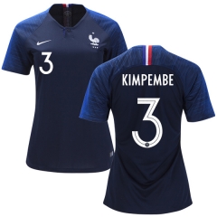 Women France 2018 World Cup PRESNEL KIMPEMBE 3 Home Soccer Jersey Shirt