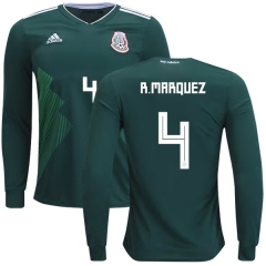 Mexico 2018 World Cup Home RAFAEL MARQUEZ 4 Long Sleeve Soccer Jersey Shirt