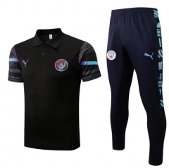 22-23 Manchester City Black Polo Shirt and Pants