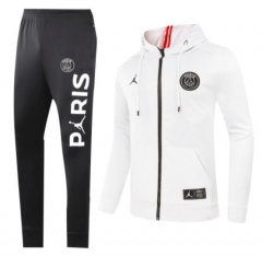 20-21 PSG White Hoodie Jacket Top and Pants