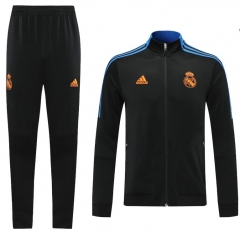 21-22 Real Madrid Black Blue Training Jacket and Pants