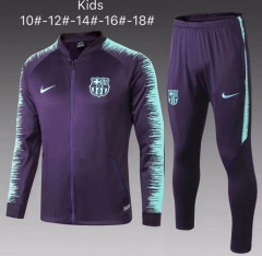 18-19 Children Barcelona Purple Stripe Jacket + Pants Training Suit