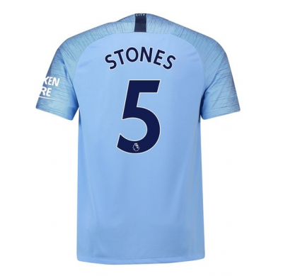 18-19 Manchester City Stones 5 Home Soccer Jersey Shirt