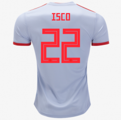 Spain 2018 World Cup Away Isco Soccer Jersey Shirt