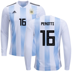 Argentina 2018 FIFA World Cup Home Diego Perotti #16 LS Jersey Shirt