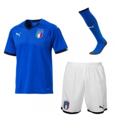 18-19 Italy Home Soccer Jersey Kits (Shirt+Shorts+Socks)