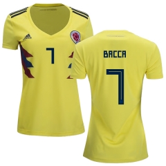 Women Colombia 2018 World Cup CARLOS BACCA 7 Home Soccer Jersey Shirt