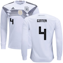 Germany 2018 World Cup MATTHIAS GINTER 4 Long Sleeve Home Soccer Jersey Shirt
