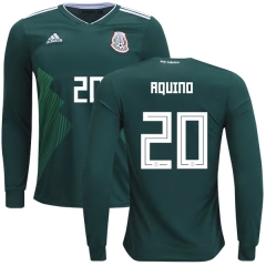 Mexico 2018 World Cup Home JAVIER AQUINO 20 Long Sleeve Soccer Jersey Shirt