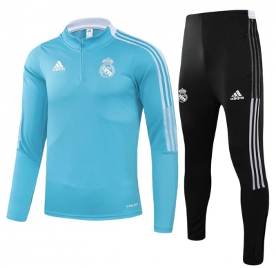 21-22 Real Madrid Light Blue Training Top and Pants