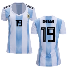 Women Argentina 2018 FIFA World Cup Home Ever Banega #19 Jersey Shirt