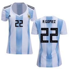 Women Argentina 2018 FIFA World Cup Home Alejandro Gomez #22 Jersey Shirt